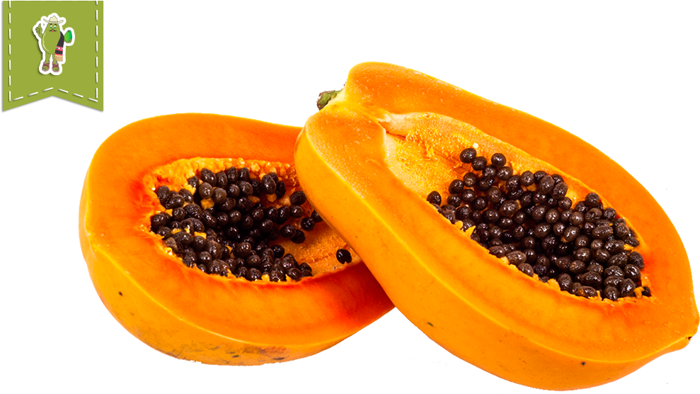 Fresh Cut Papaya Halves PNG image