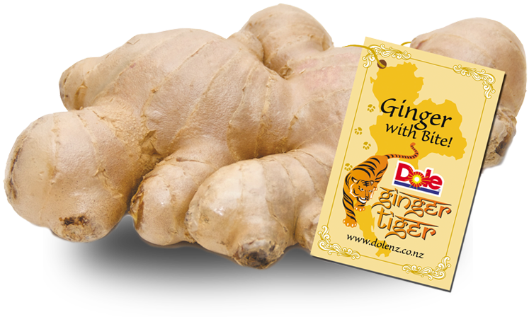 Fresh Ginger Rootwith Branding Tag PNG image