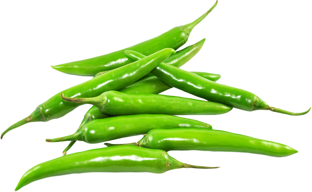 Fresh Green Chili Peppers PNG image