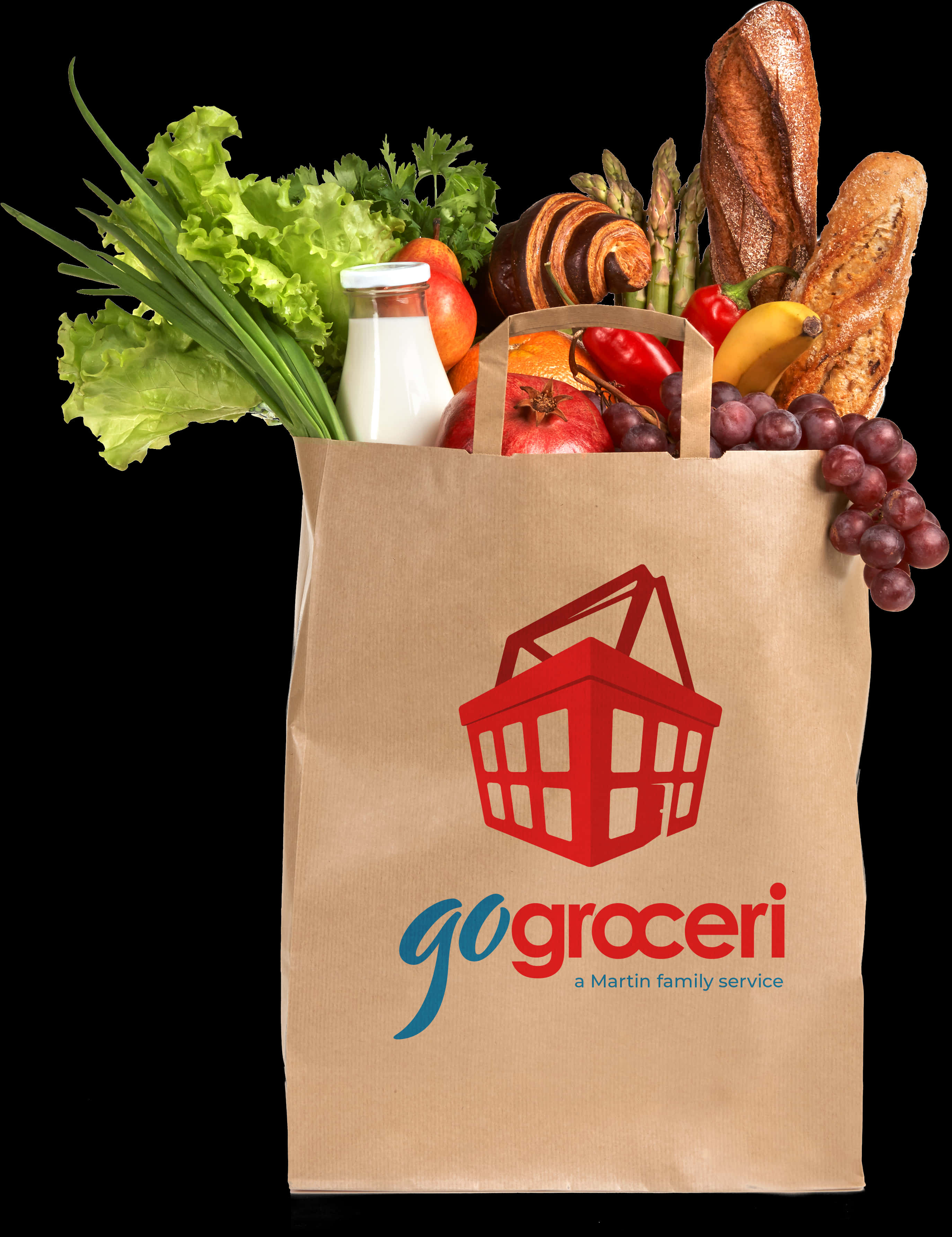 Fresh Groceries Paper Bag Branding PNG image