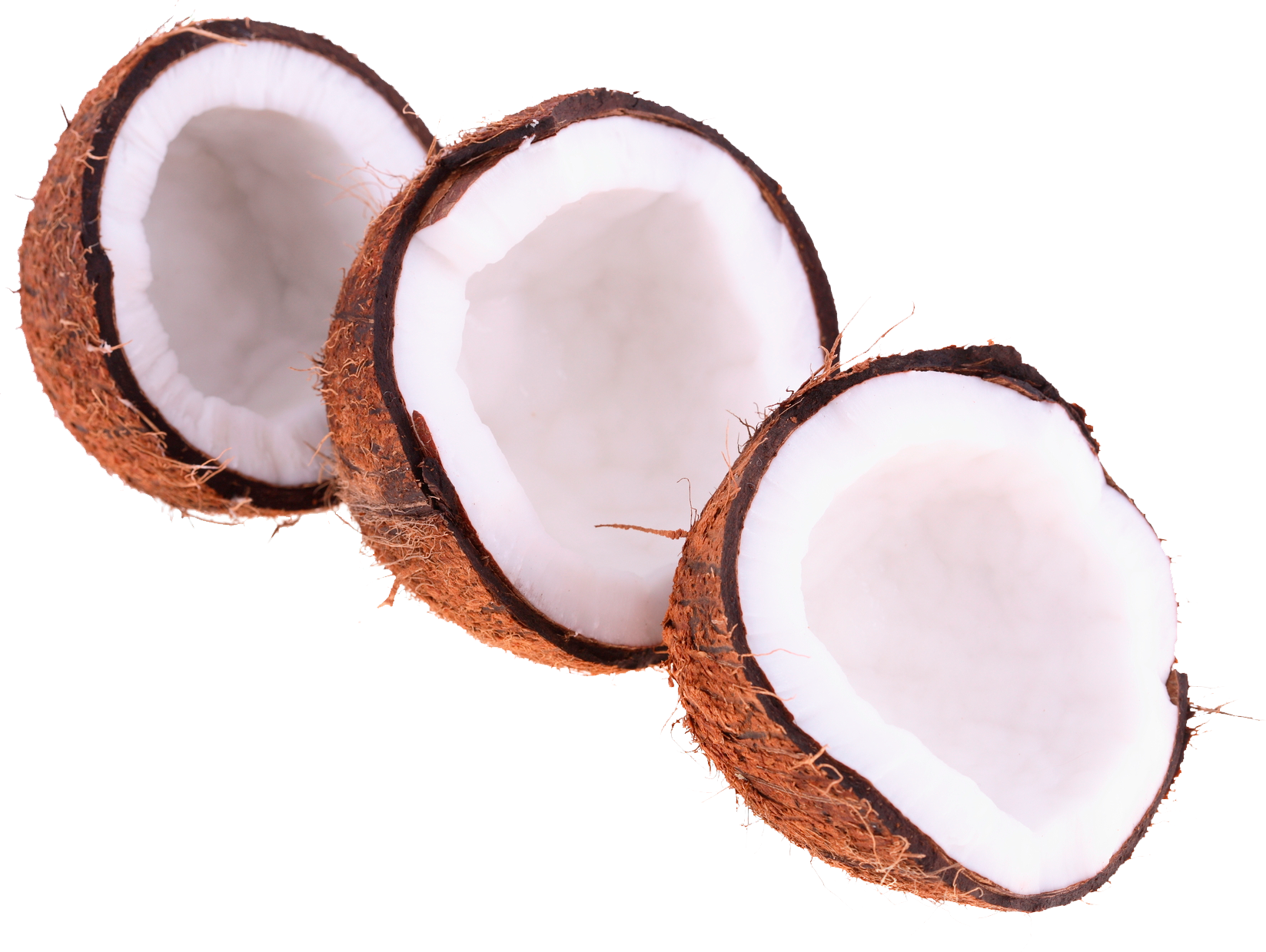 Fresh Halved Coconuts Transparent Background PNG image