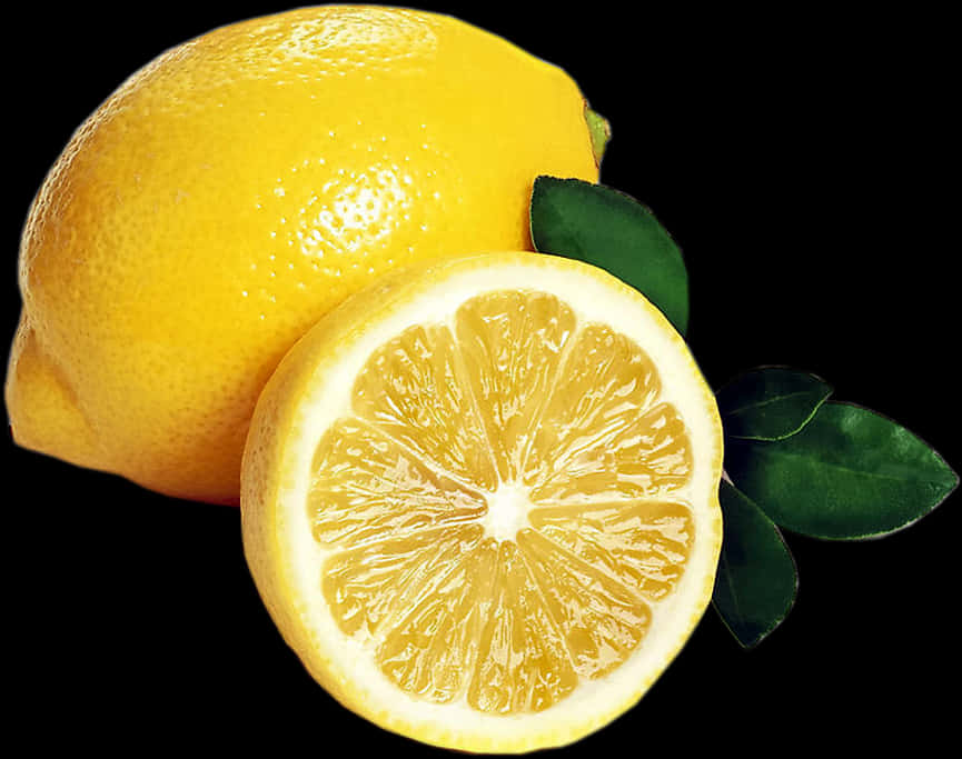 Fresh Lemonand Sliceon Black Background PNG image