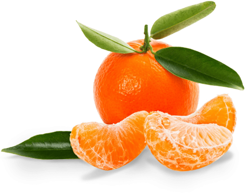 Fresh Mandarin Orange With Leaves PNG image