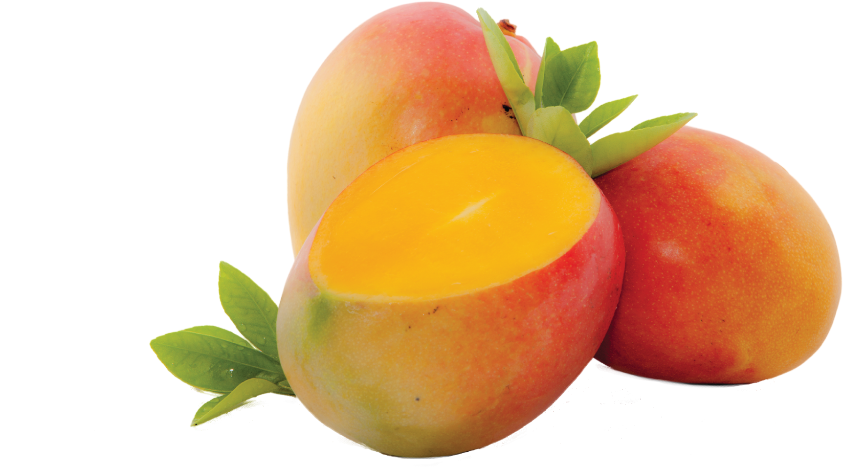 Fresh Mangoes With Green Leaves PNG image