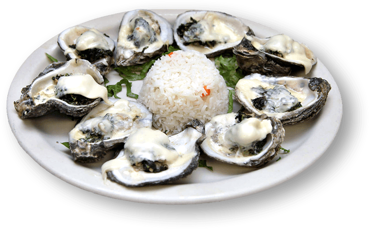 Fresh Oysters With Rice Plate PNG image