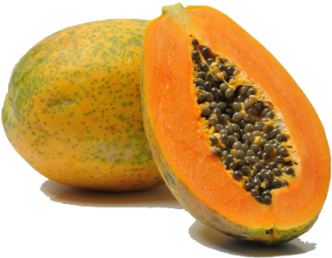 Fresh Papaya Fruit Half Cut Transparent Background PNG image