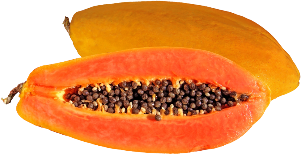 Fresh Papaya Halved Transparent Background PNG image