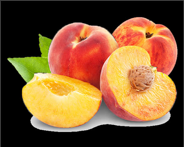 Fresh Peaches Isolatedon Black PNG image