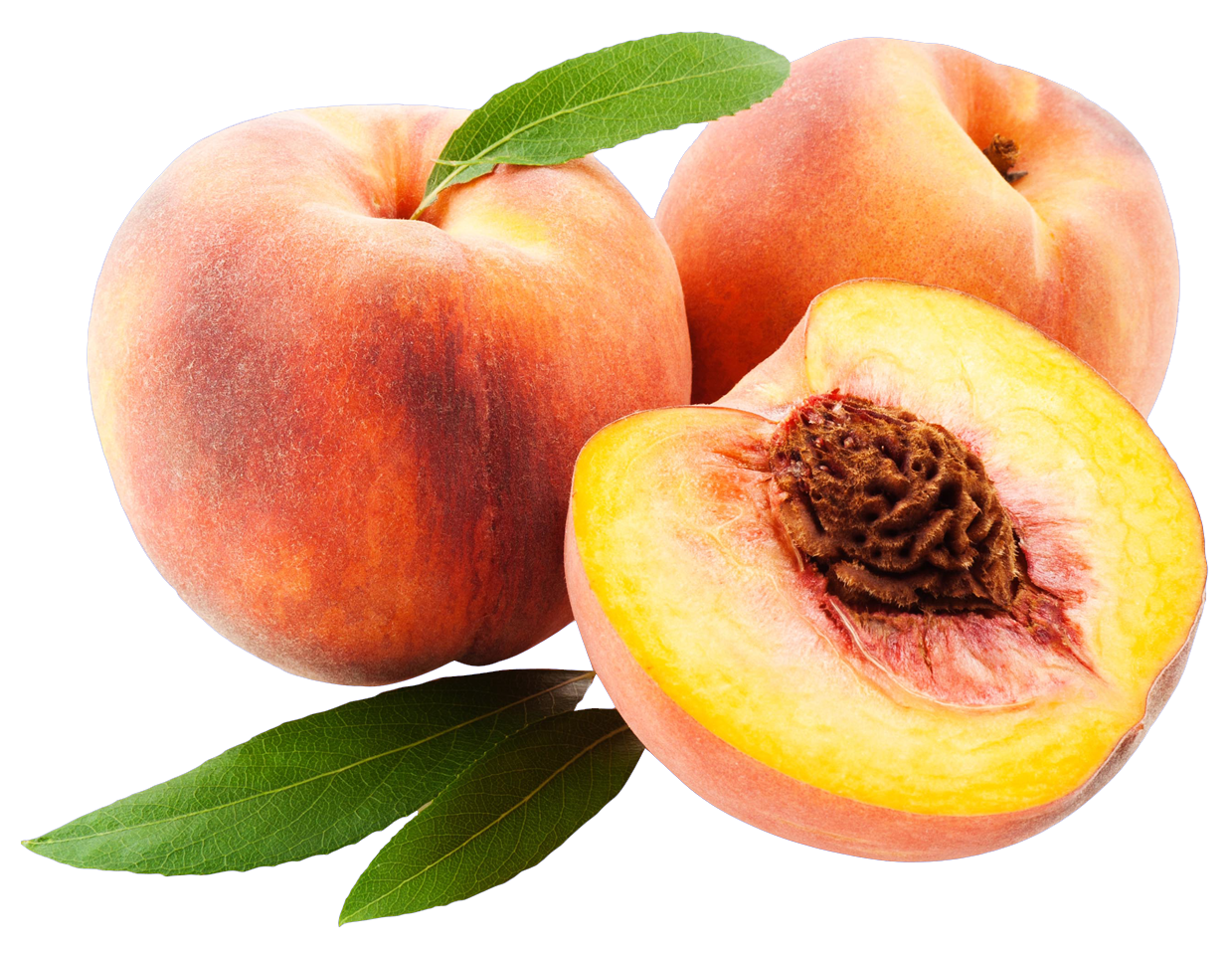 Fresh Peaches With Leaf.png PNG image