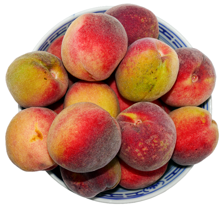 Fresh Peachesin Ceramic Bowl PNG image