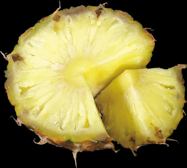 Fresh Pineapple Slice Black Background PNG image