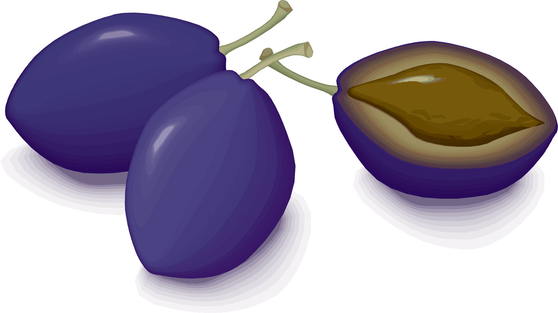 Fresh Plumsand Half Cut Plum Illustration PNG image