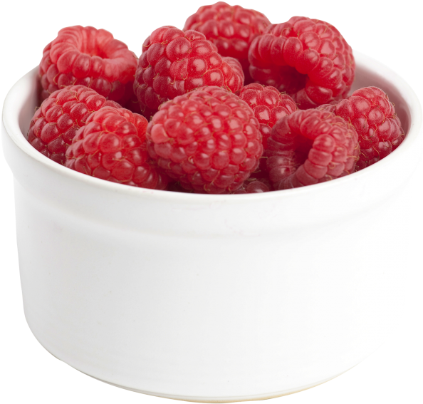 Fresh Raspberriesin White Bowl PNG image