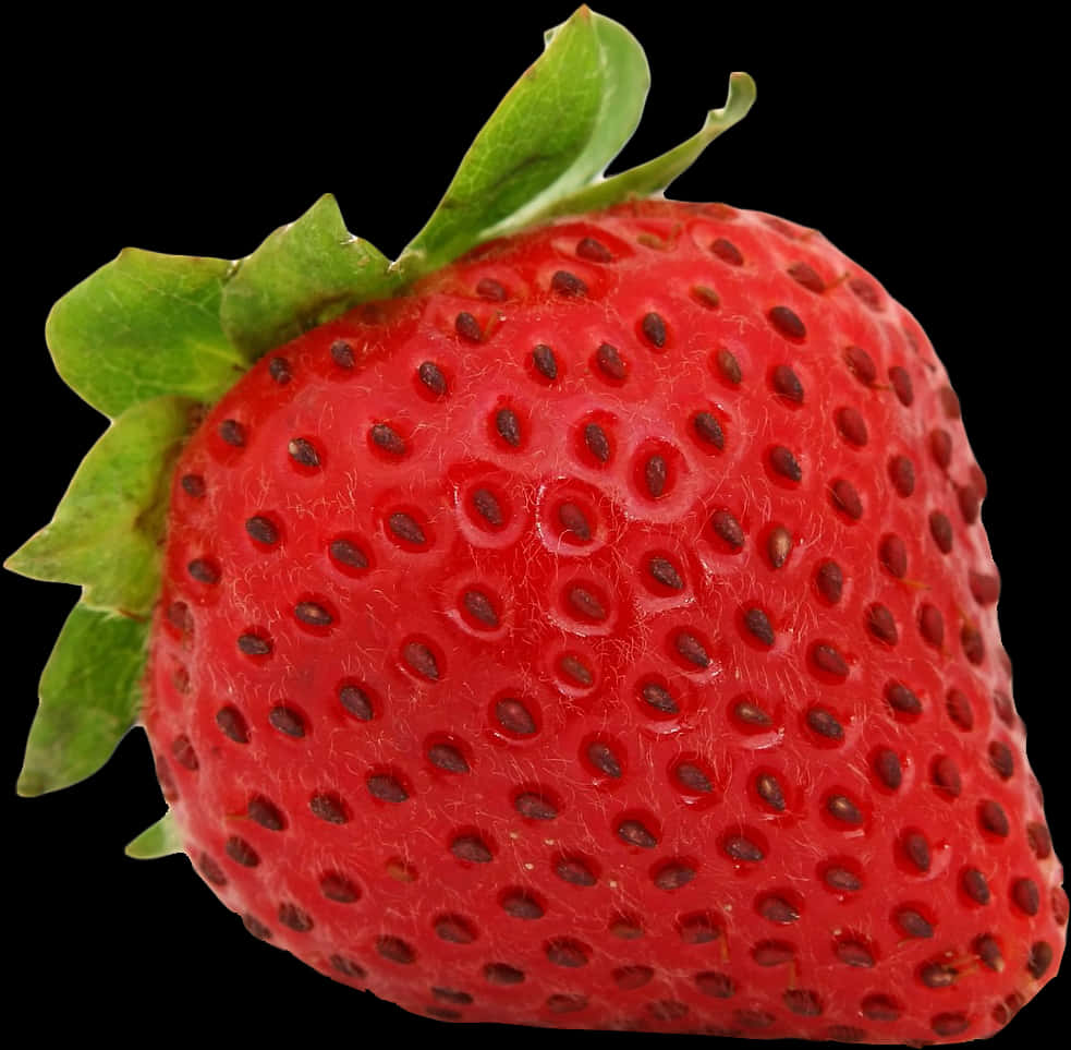 Fresh Red Strawberry Black Background PNG image