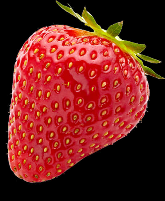 Fresh Red Strawberry Black Background PNG image