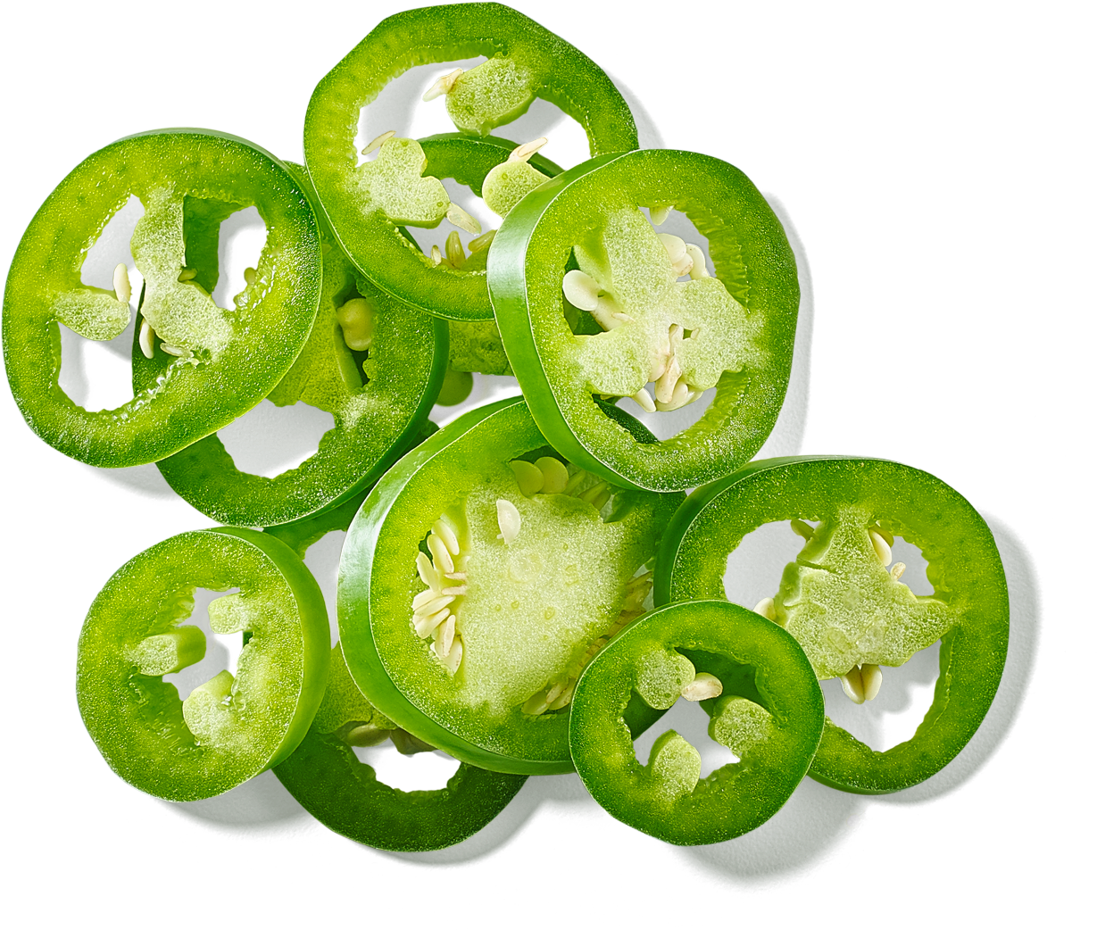 Fresh Sliced Green Jalapeno Peppers PNG image