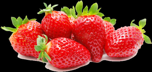 Fresh Strawberries Isolatedon Black PNG image