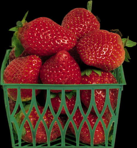 Fresh Strawberriesin Green Basket PNG image