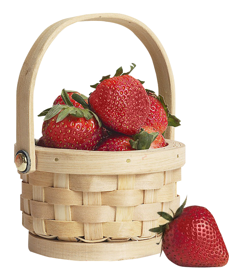 Fresh Strawberriesin Wooden Basket PNG image
