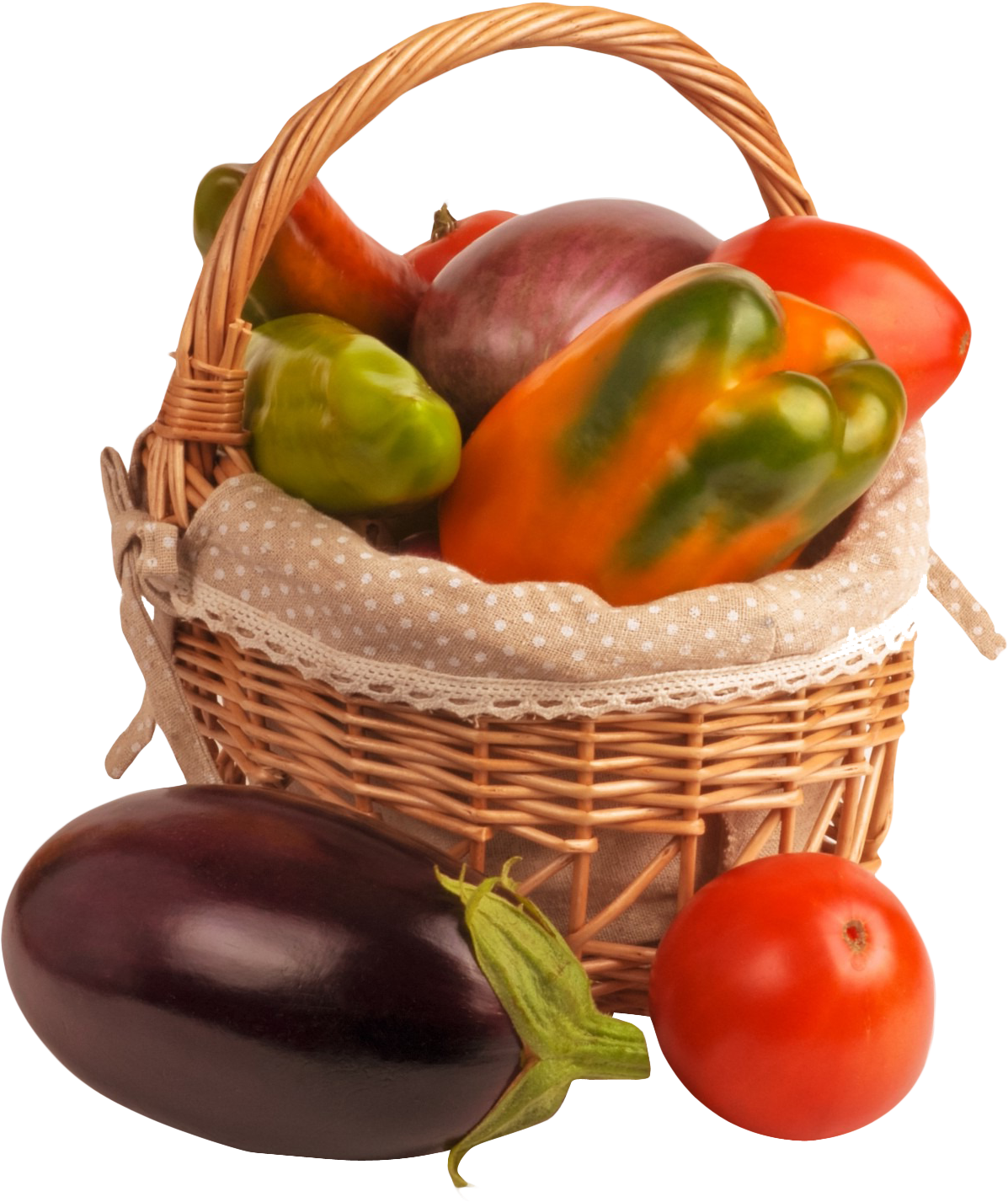 Fresh Vegetable Basket Assortment PNG image
