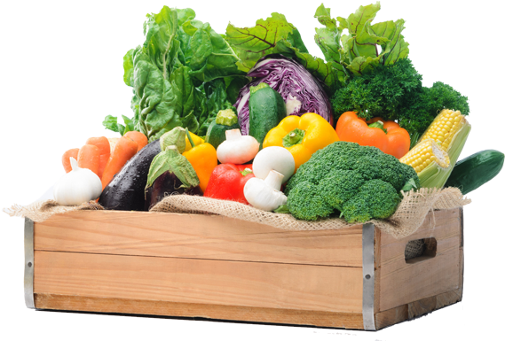 Fresh Vegetable Crate Assortment PNG image