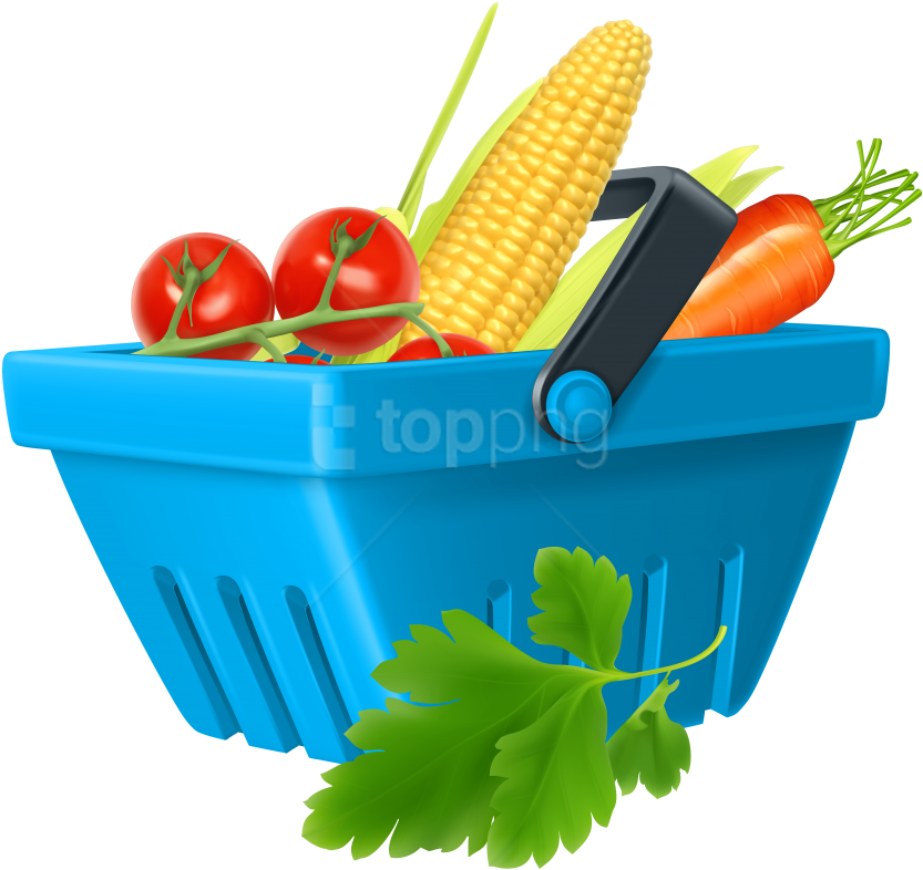 Fresh Vegetablesin Blue Basket PNG image