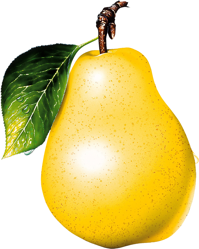 Fresh Yellow Pear With Leaf PNG image