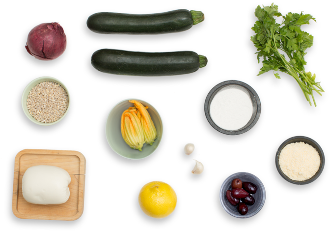 Fresh Zucchiniand Ingredients Flatlay PNG image