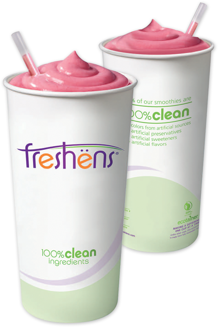 Freshens Smoothiesin Eco Friendly Cups PNG image