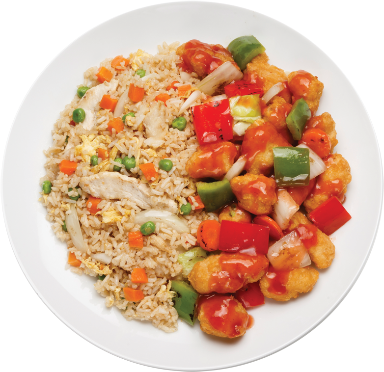 Fried Ricewith Sweetand Sour Chicken PNG image