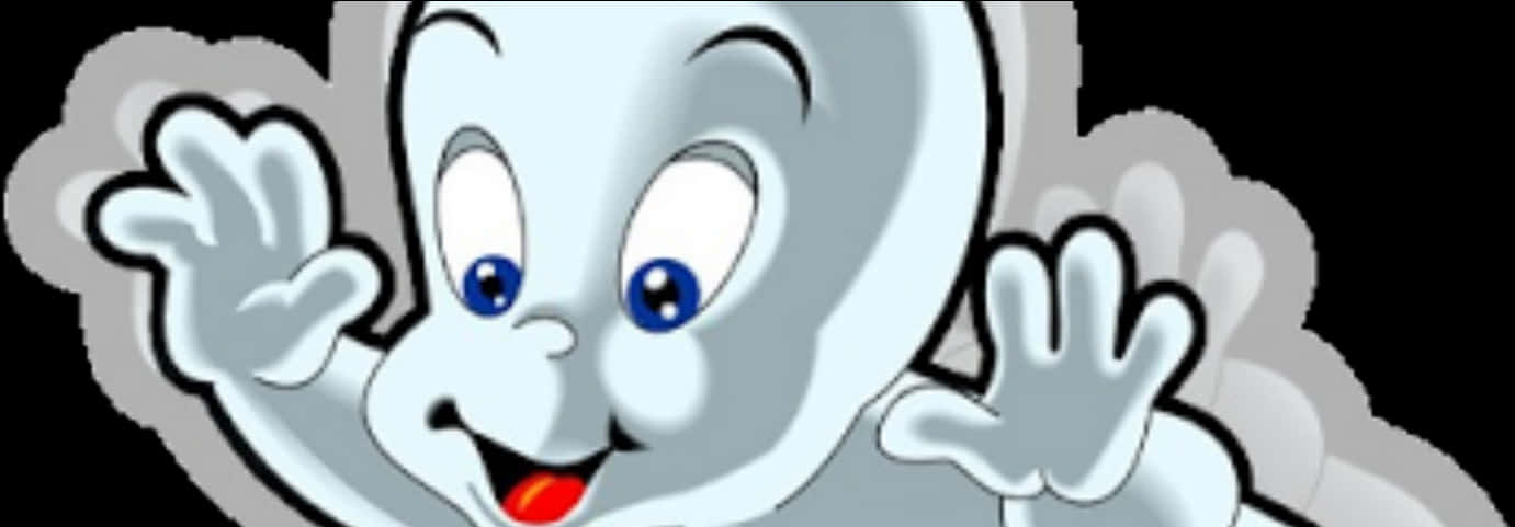 Friendly Cartoon Ghost Waving PNG image