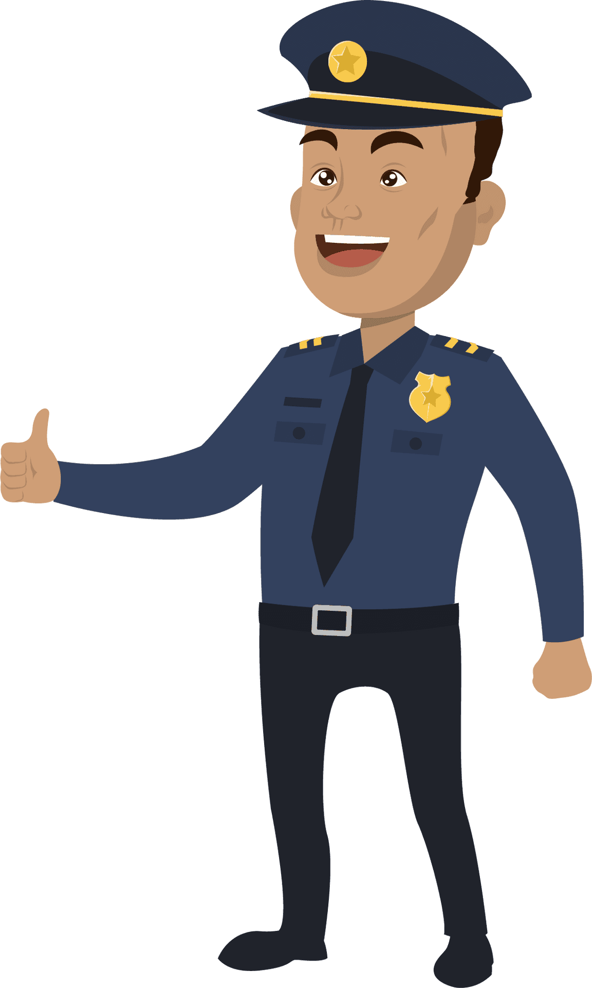 Friendly Cartoon Policeman Giving Thumbs Up PNG image