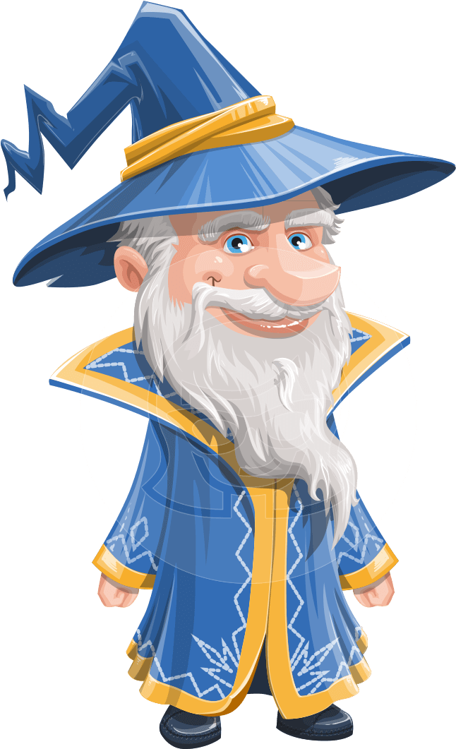 Friendly Cartoon Wizard PNG image