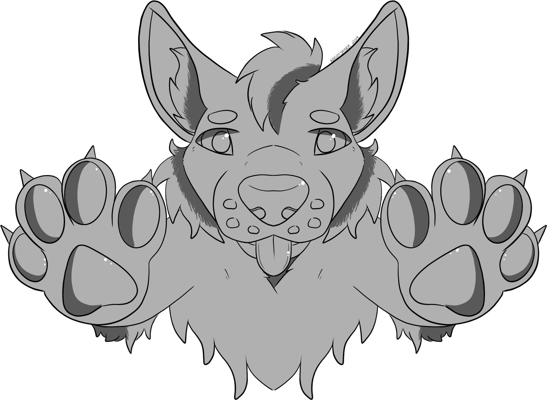 Friendly Cartoon Wolf Lineart PNG image