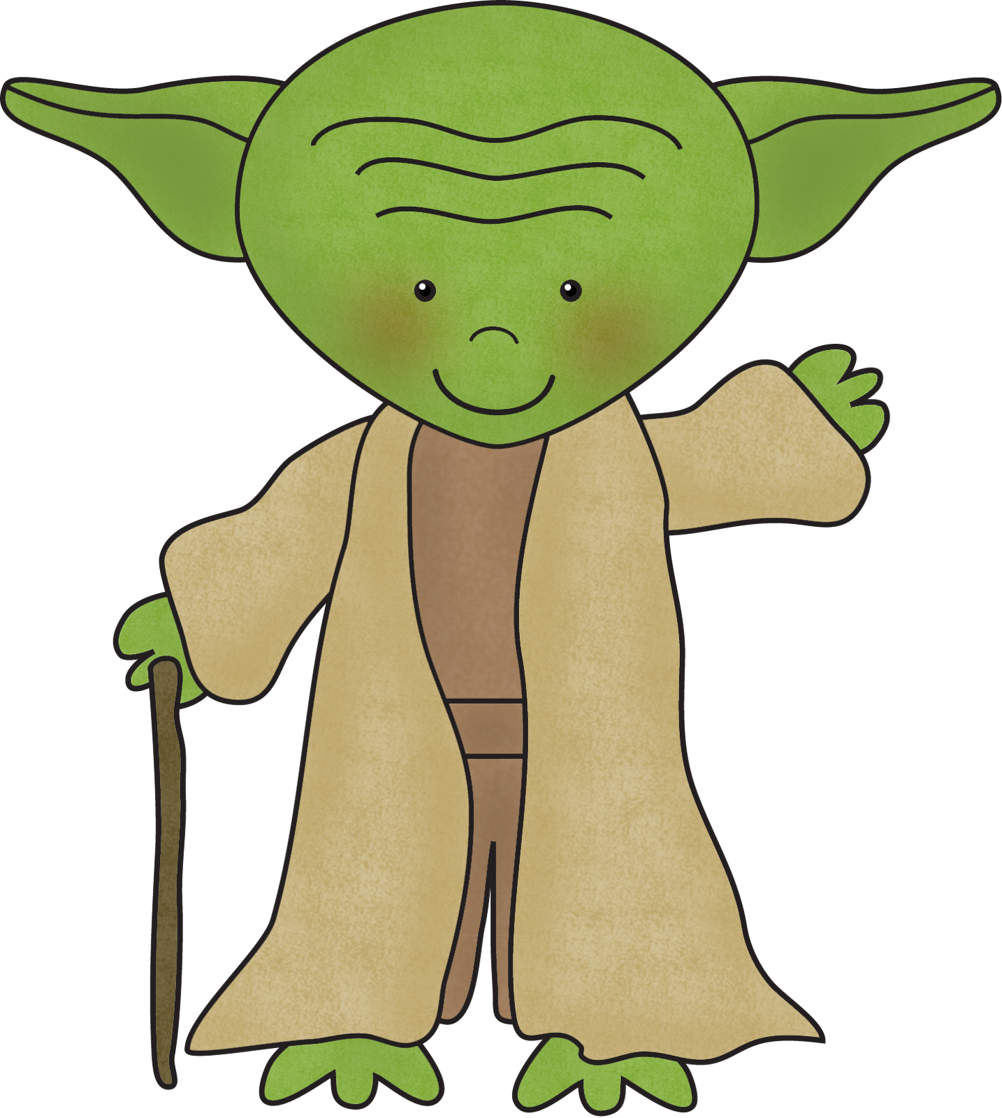 Friendly Cartoon Yoda Illustration PNG image