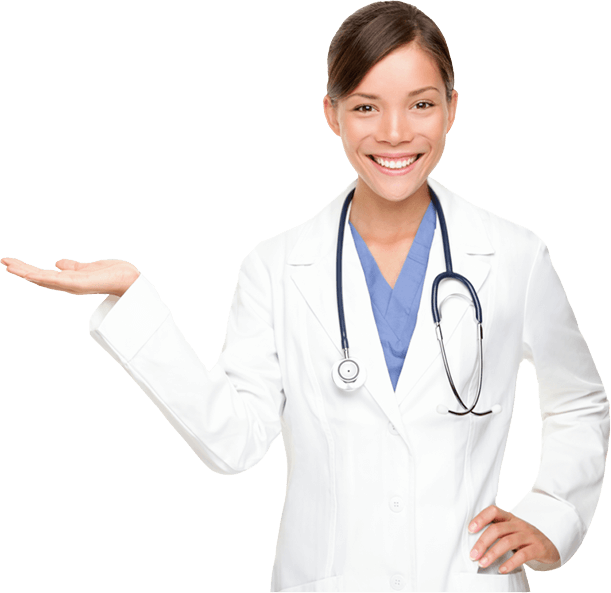 Friendly Healthcare Professional Presenting PNG image