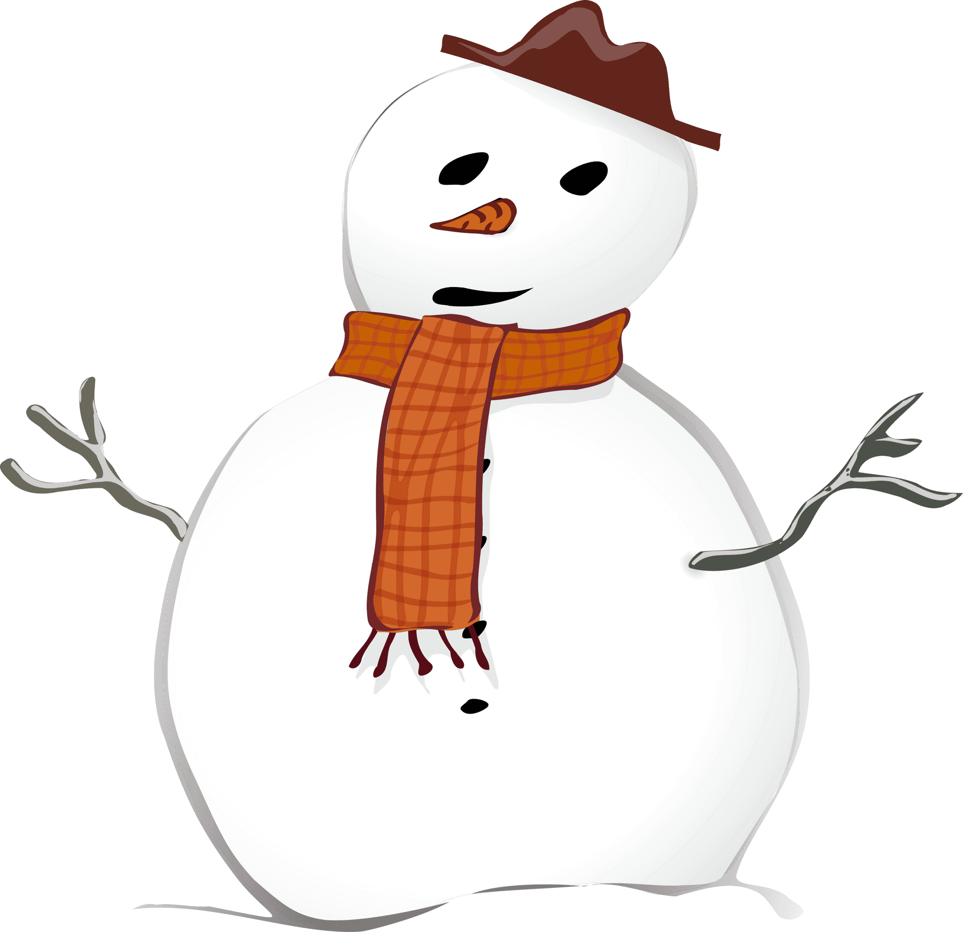 Friendly Snowmanwith Hatand Scarf Clipart PNG image