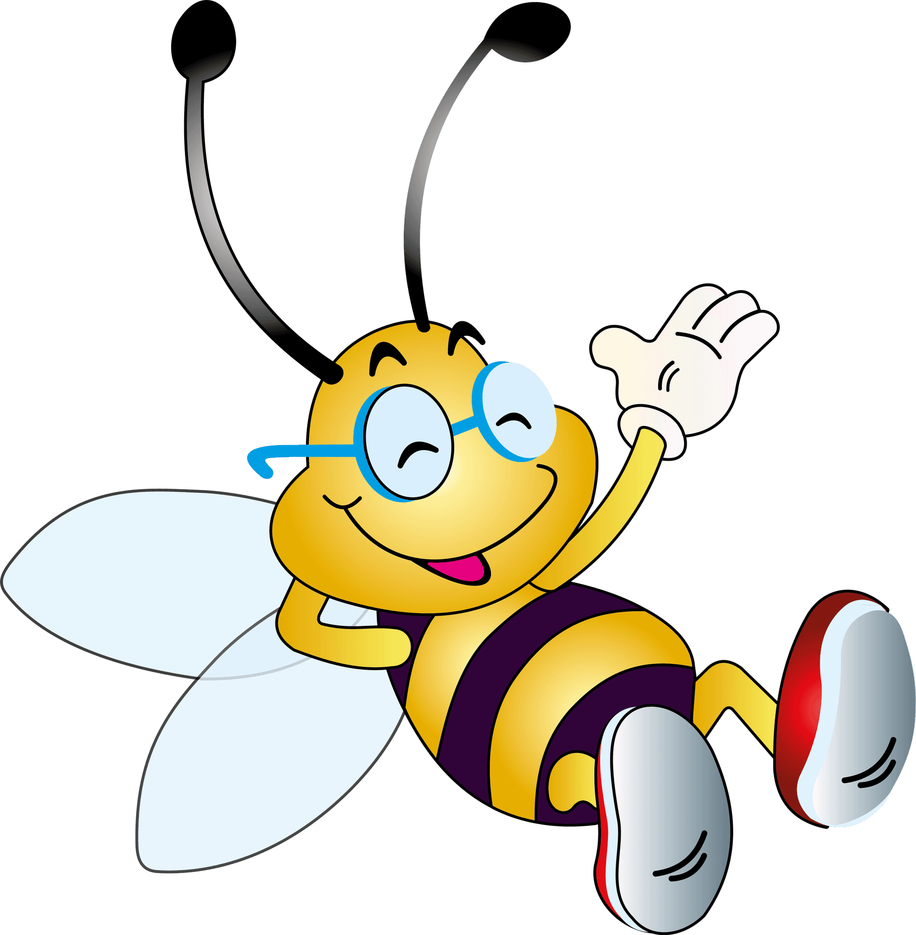 Friendly Waving Bee Clipart PNG image