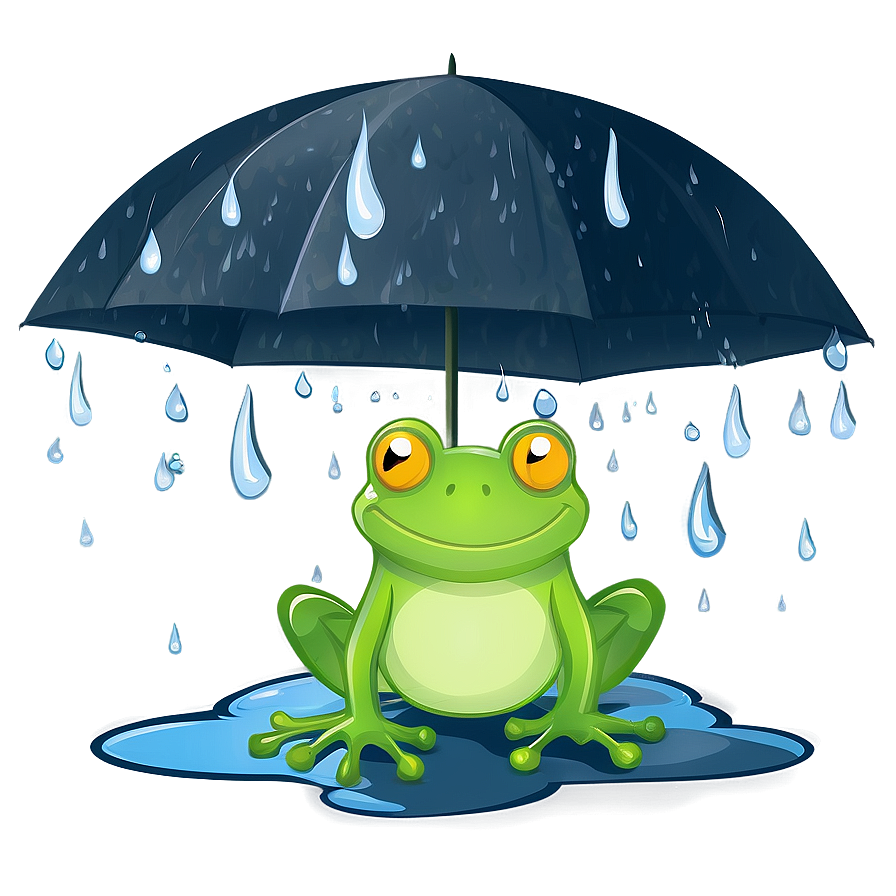 Frog In Rain Illustration Png Dcn PNG image