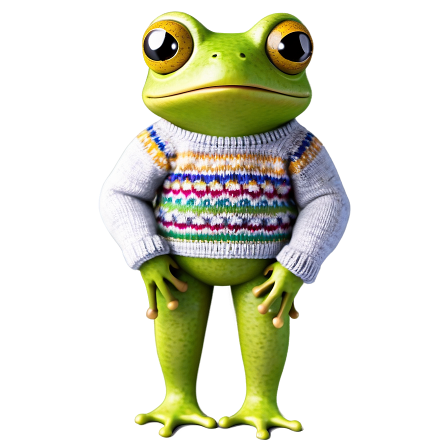 Frog In Sweater Cute Png 60 PNG image