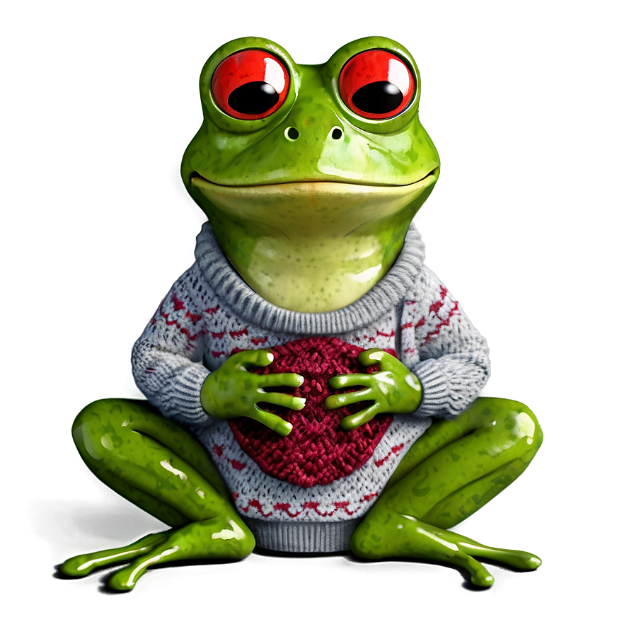 Frog In Sweater Cute Png Pfg90 PNG image