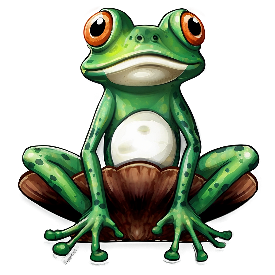 Frog On Mushroom Cartoon Png 06272024 PNG image