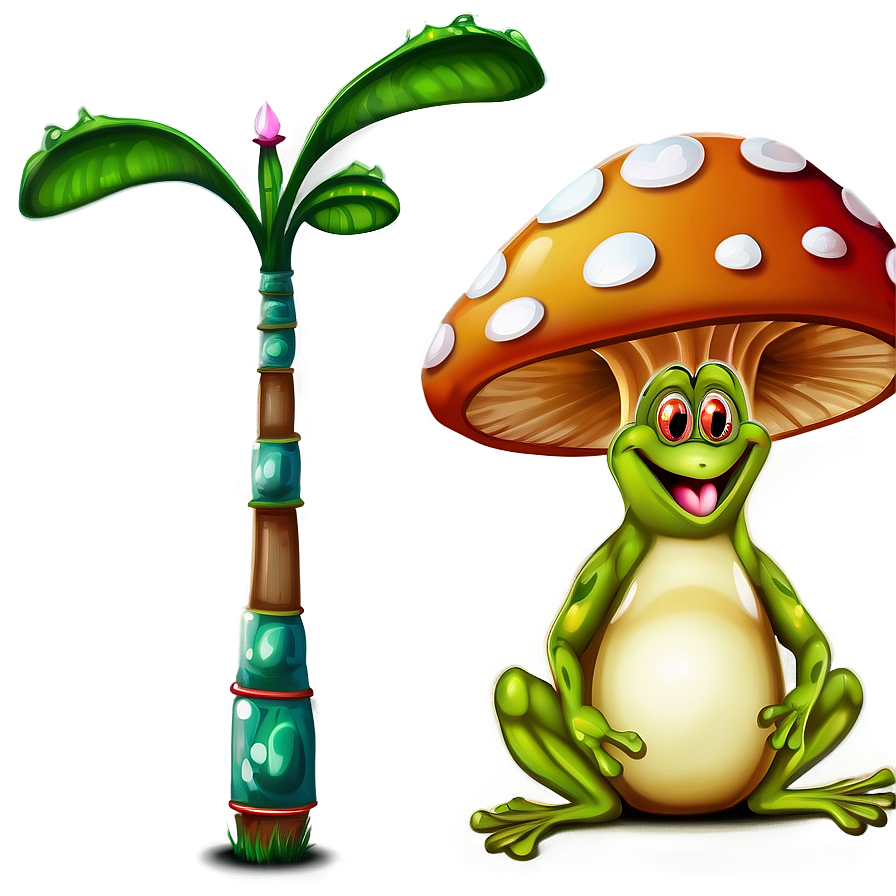 Frog On Mushroom Cartoon Png Eyg22 PNG image