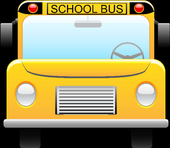 Front View Yellow School Bus Cartoon PNG image