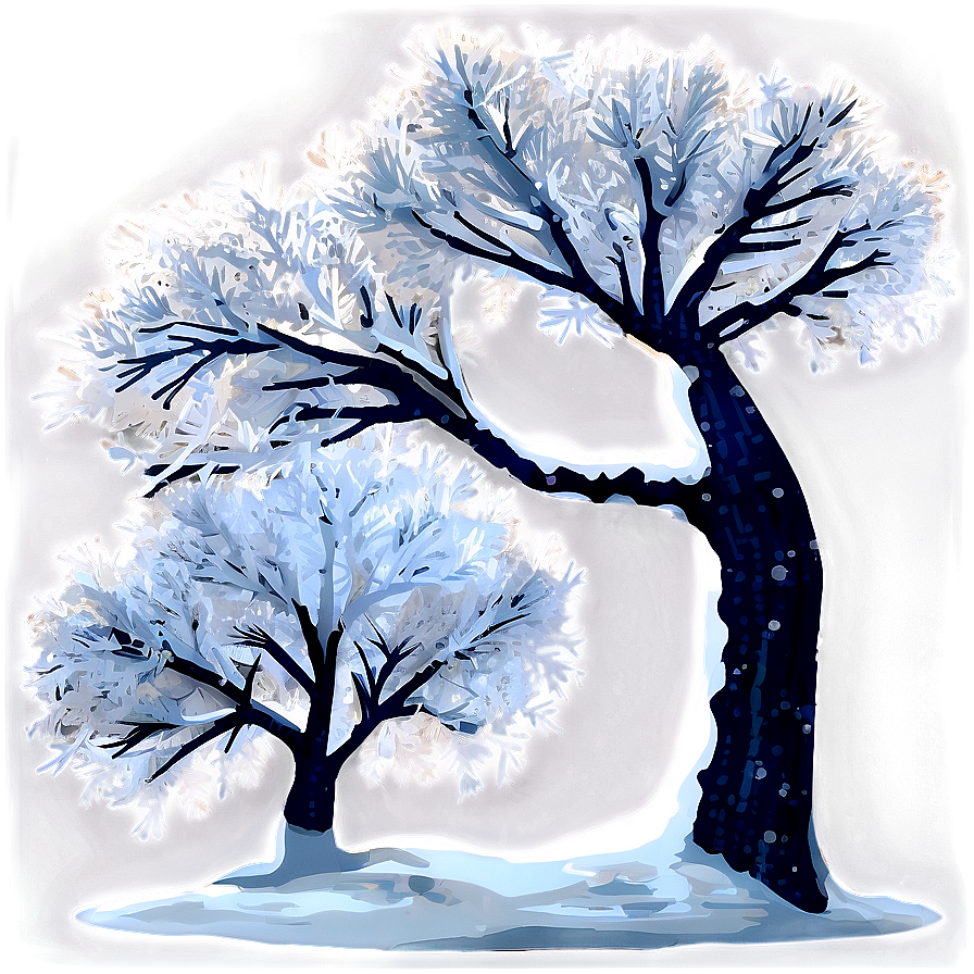 Frosty Snowy Tree Night Png 06212024 PNG image