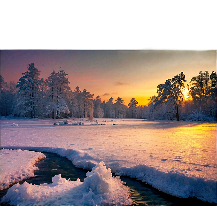 Frosty Winter Sunset Png Bvr3 PNG image