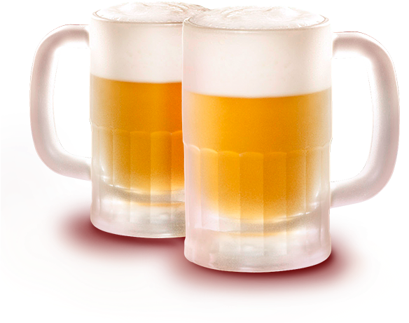 Frothy Beer Mugs Celebration PNG image