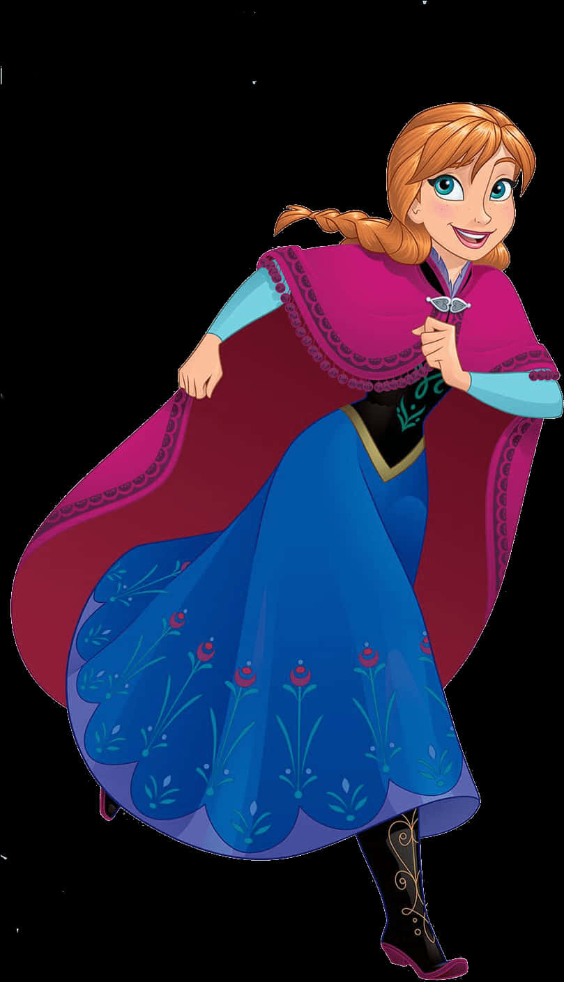 Frozen Anna Smiling Character Art PNG image