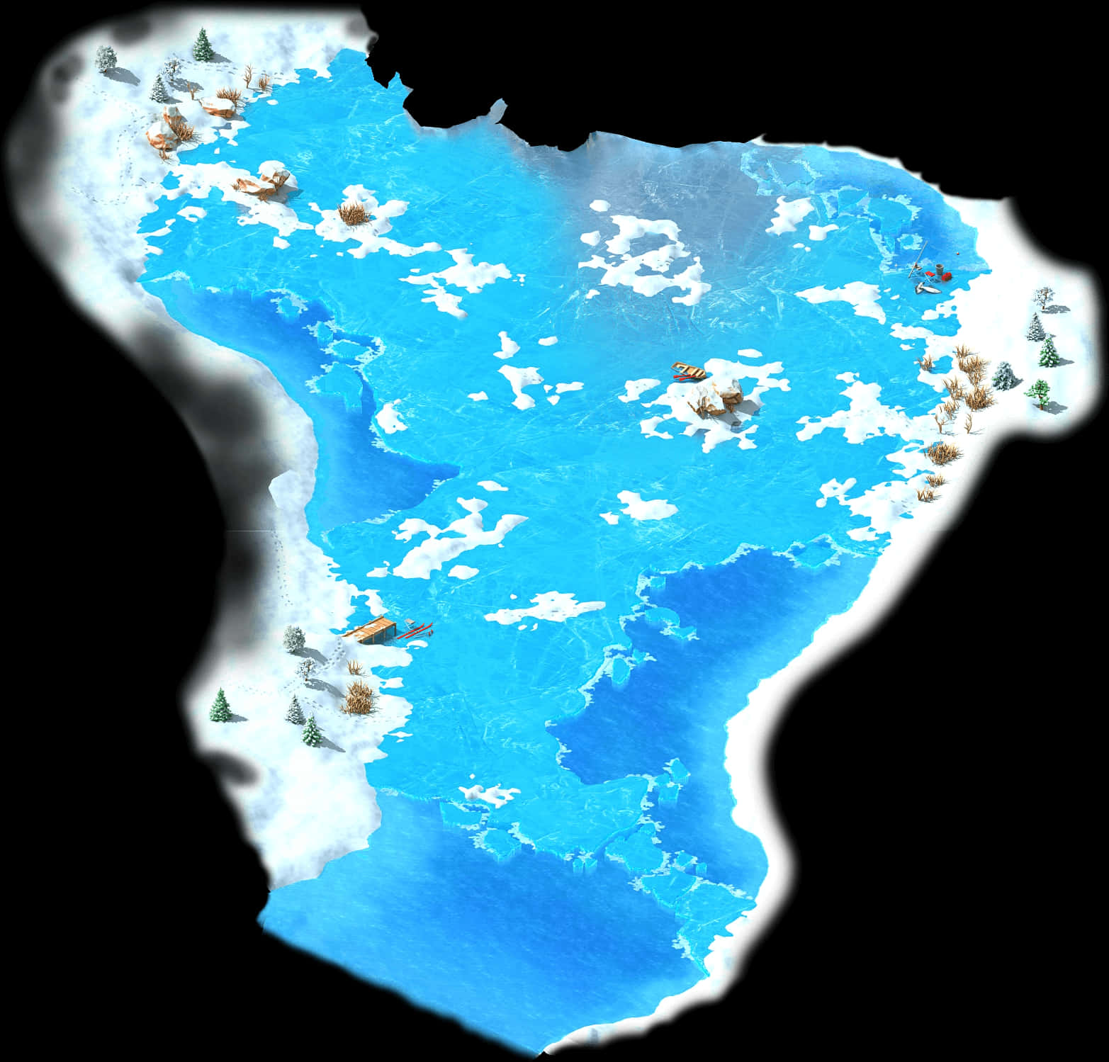 Frozen Ice Covered Kingdom Map PNG image