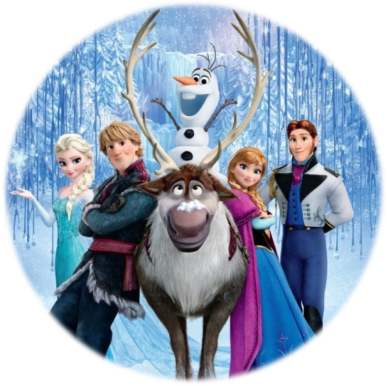 Frozen Movie Charactersin Winter Backdrop PNG image